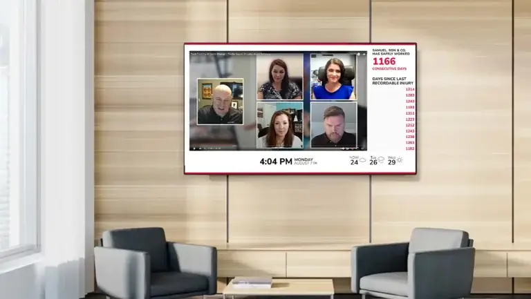 Samuel Son & Co. digital signage software from Reach Media Network featuring Microsoft Teams conferencing capability, REACH Media Network, 2026