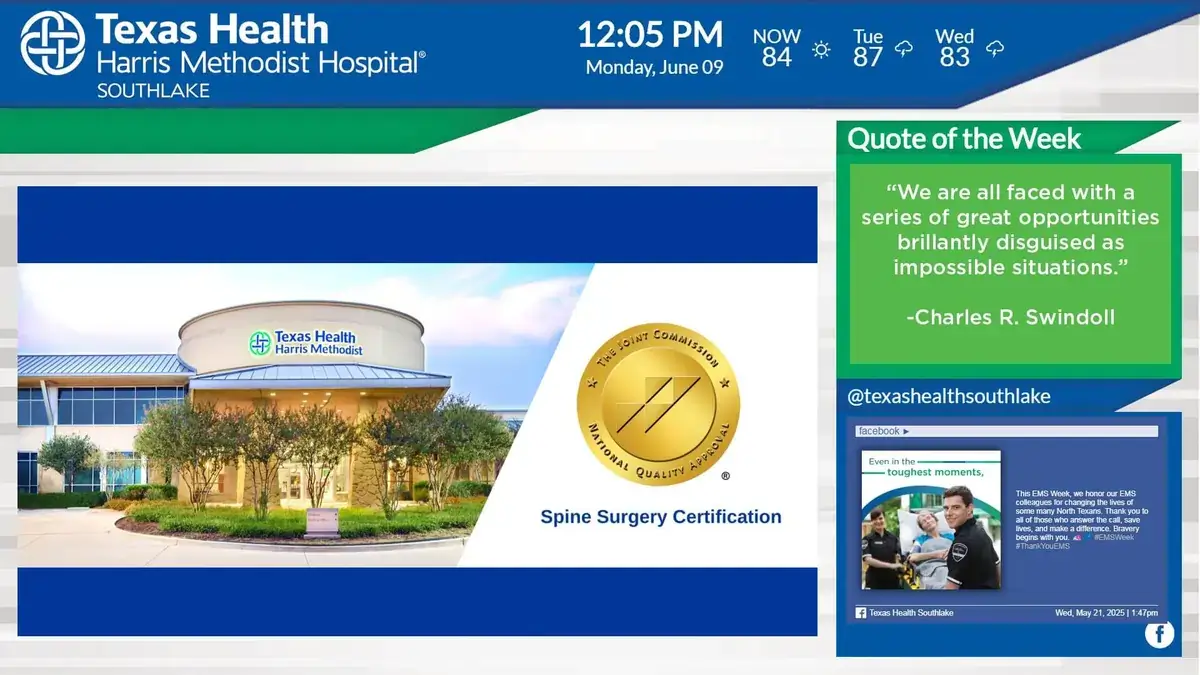 Texas Health Harris Methodist Hospital digital signage by REACH Media Network